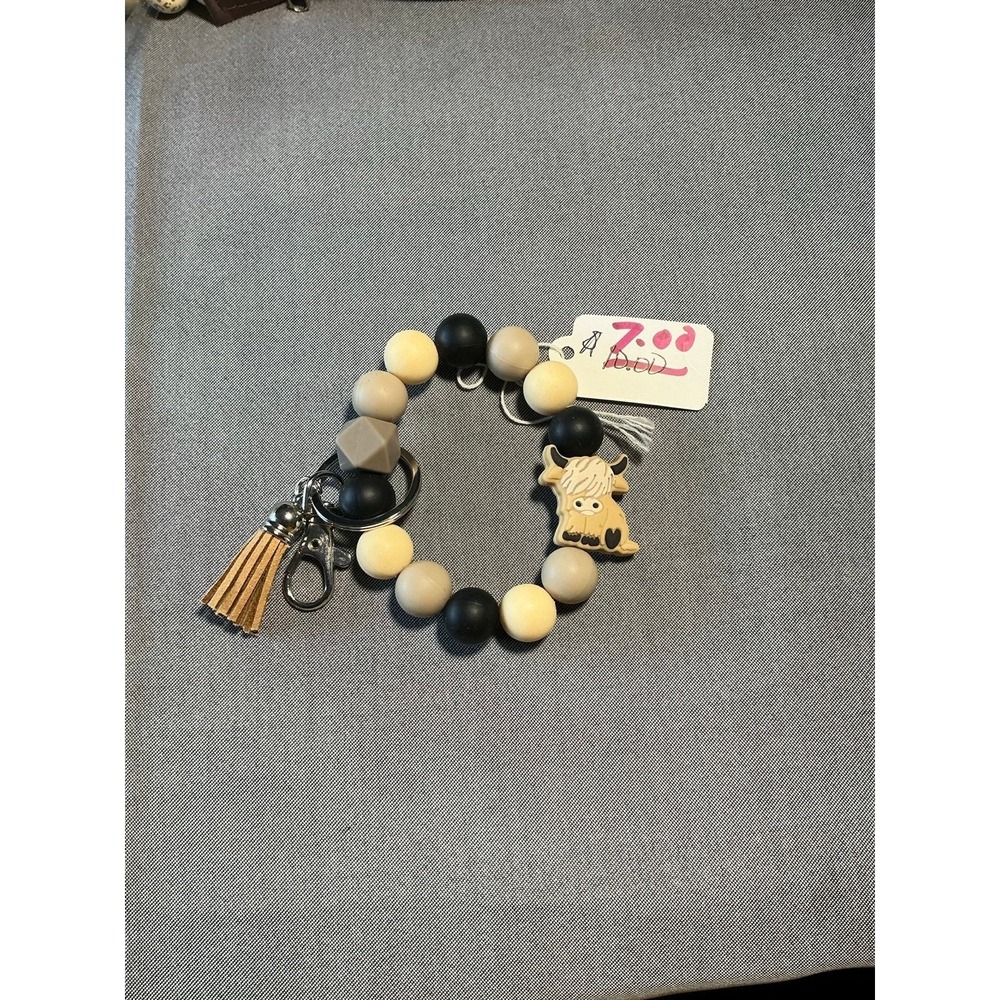 Highland Cow Rubber Bracelet‎ Keychain